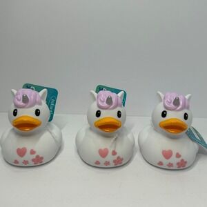 Infantino Fun Time Duck Unicorn Rubber Bath Toy Set of 3 White Pink Lilac 205272